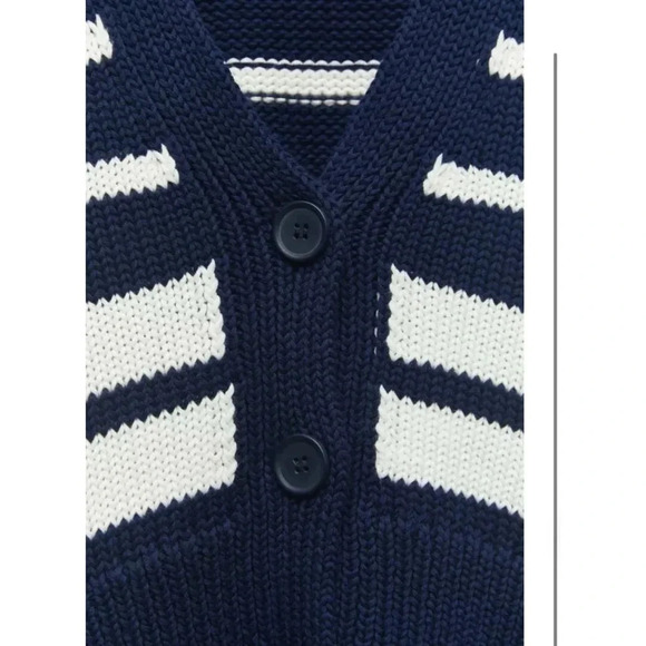 NWT Zara Striped Knit Cardigan Sweater Cropped V Neck Button Down - Picture 7 of 16